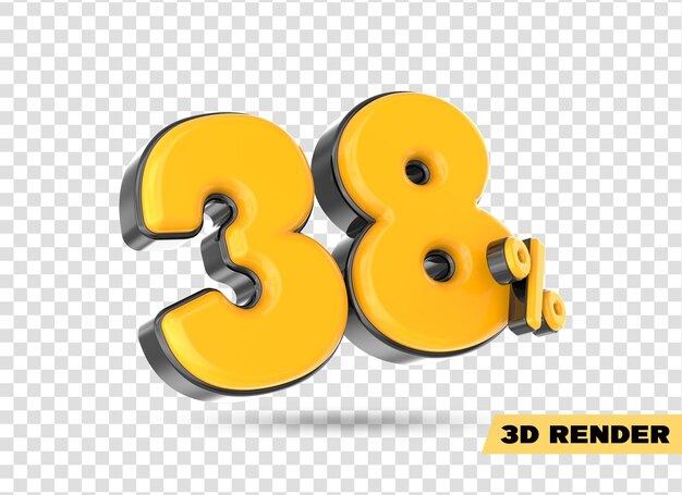 gelbe Zahl 3D-Rendering