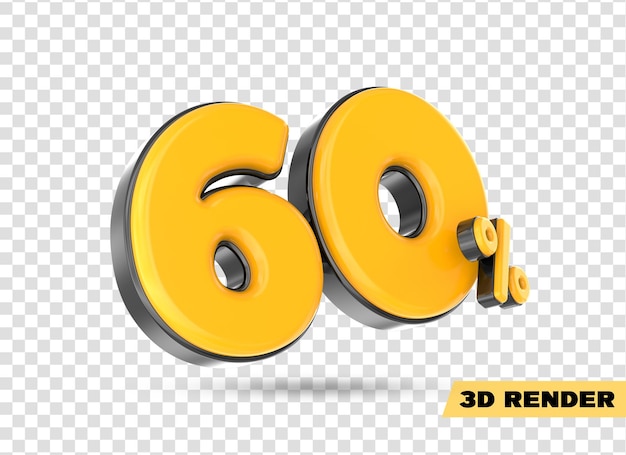 gelbe Zahl 3D-Rendering