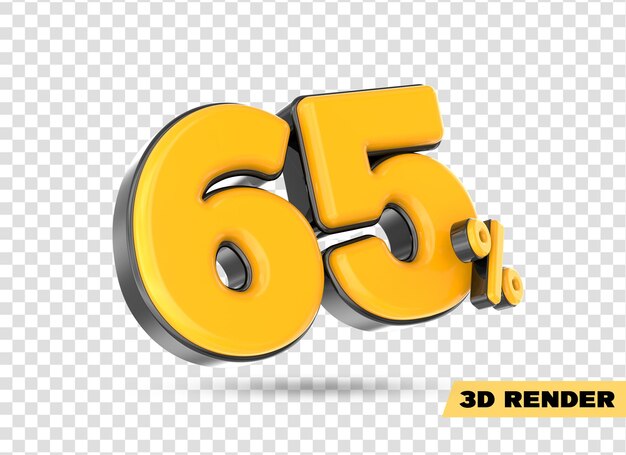 gelbe Zahl 3D-Rendering