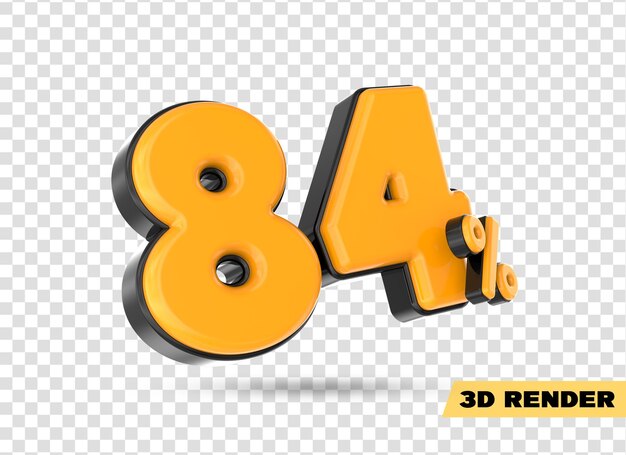 gelbe Zahl 3D-Rendering