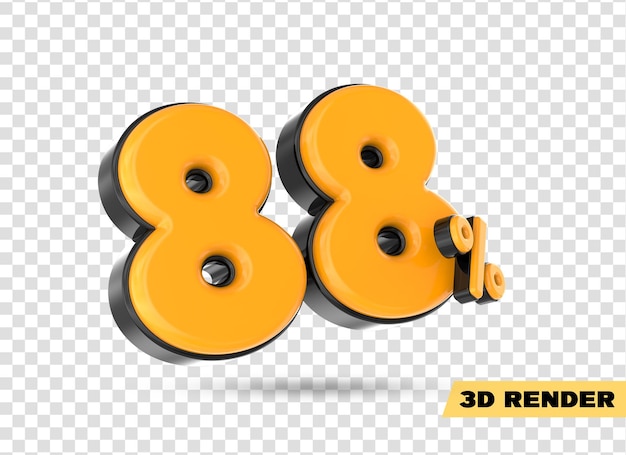 gelbe Zahl 3D-Rendering