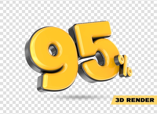 gelbe Zahl 3D-Rendering
