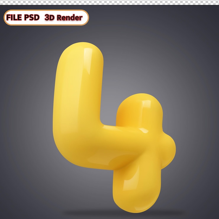PSD gelbe zahl 3d