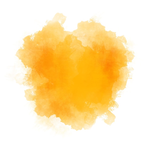 Gelber Aquarellpinselstrich auf weißem Hintergrund