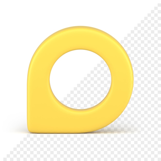 Gelber, diagonal platzierter, glänzender Kartenstift mit Loch 3D-Icon-Attrappe realistisch