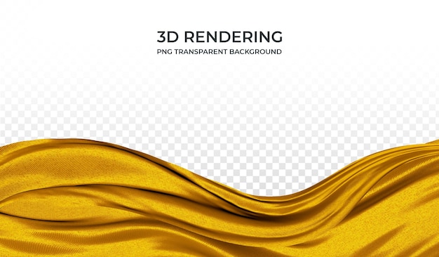 Gelber gewellter stoff 3d-rendering transparenter hintergrund