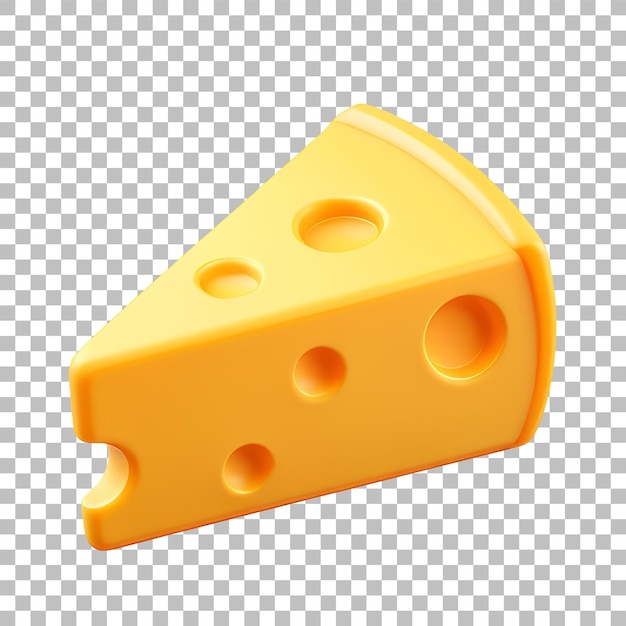 Gelber Käsekegel mit Löchern 3D-Ikon Glanzender Minimal-Emoji-Stil Isolierter PNG-Objekt