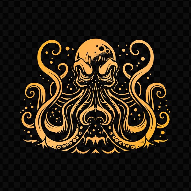 Gelber oktopus auf schwarzem hintergrund