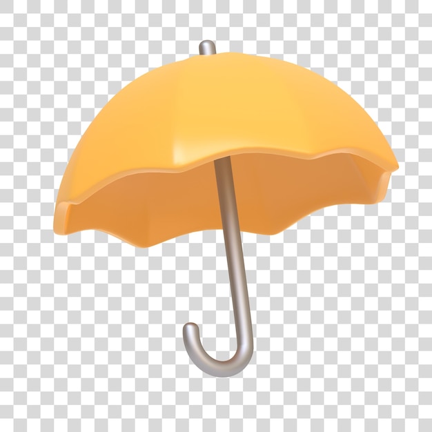 Gelber Regenschirm isoliert auf weißem Hintergrund 3D-Ikonenschild und -symbol Cartoon-Minimalstil 3D-Render