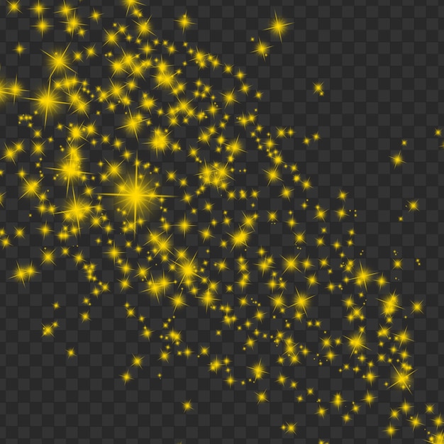 PSD gelber sternenstaub isoliert auf transparentem hintergrund