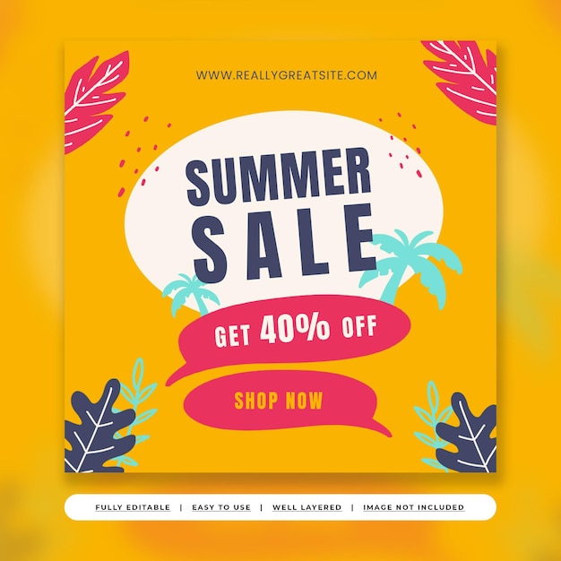 Gelber, verspielter, heller Sommer-Instagram-Post