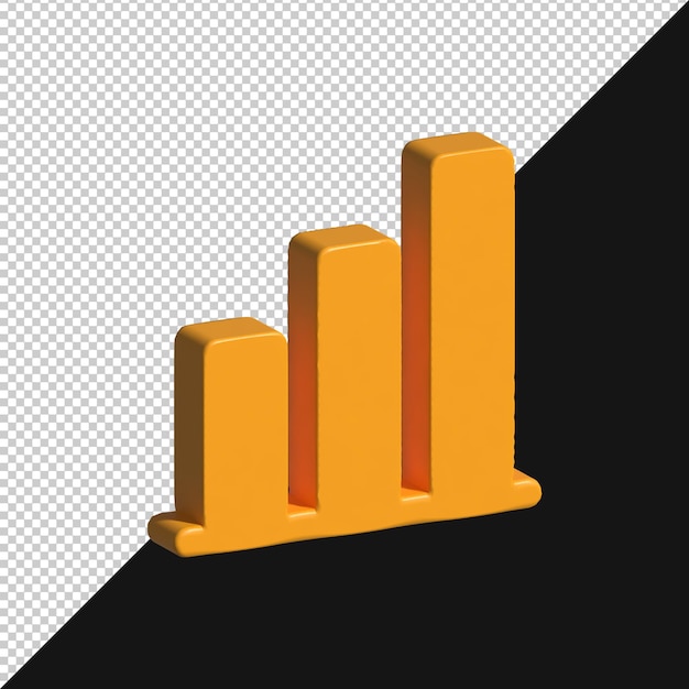 Gelbes 3D-Balkendiagramm mit Geschäftswachstum und Finanzdaten