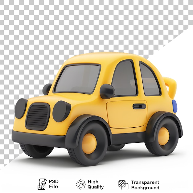 Gelbes auto png vintage-modell 3d-illustration cartoon-stil auf durchsichtigem hintergrund