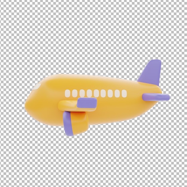 Gelbes Flugzeug auf hellem Hintergrund isoliert Urlaub Zeit zum Reisen 3D-Rendering