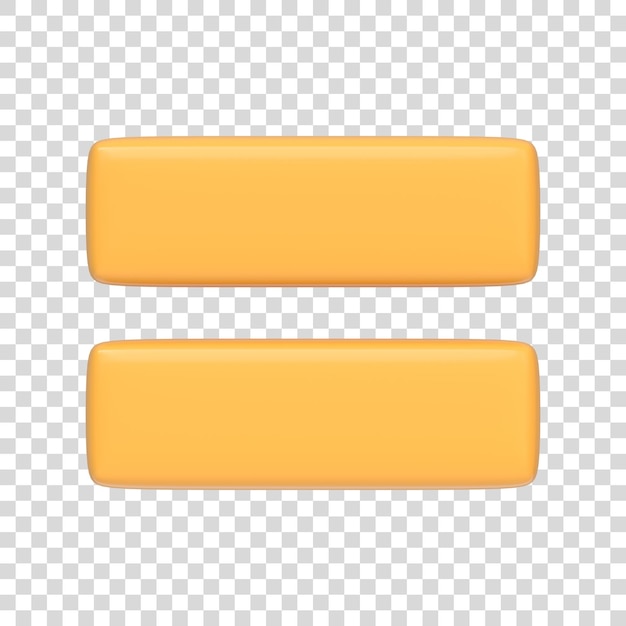 PSD gelbes gleichheitszeichen isoliert auf weißem hintergrund 3d-symbol zeichen und symbol cartoon minimaler stil