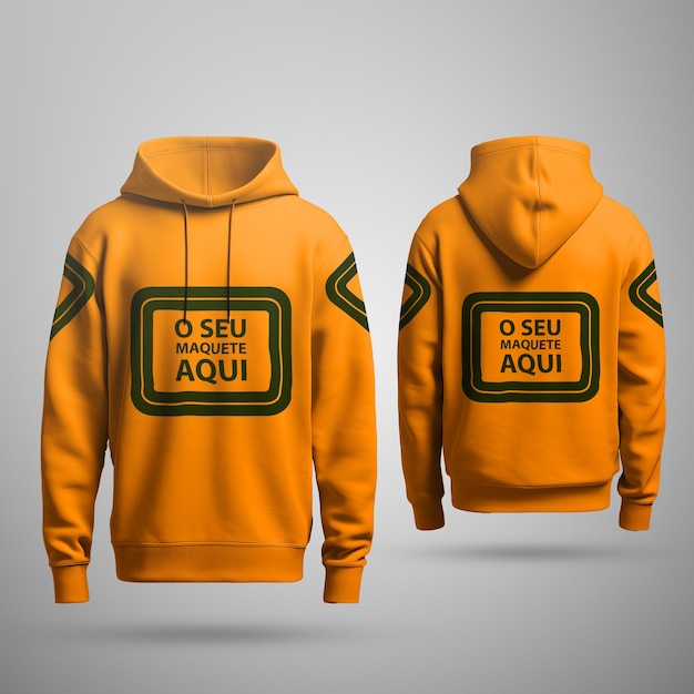 Gelbes hoodie vorder- und rücksicht-mockup-design