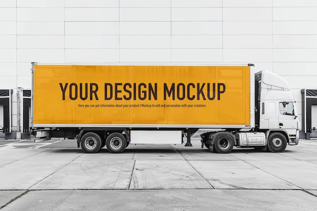 Gelbes Lieferwagen-Mockup auf weißem Hintergrund Generative KI