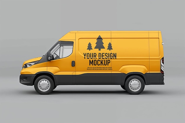 Gelbes Lieferwagen-Mockup mit Designraum Generative KI