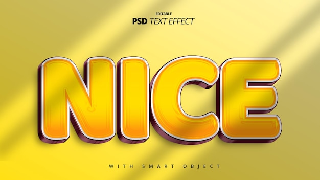 Gelbes, schönes, glänzendes 3D-Texteffektdesign