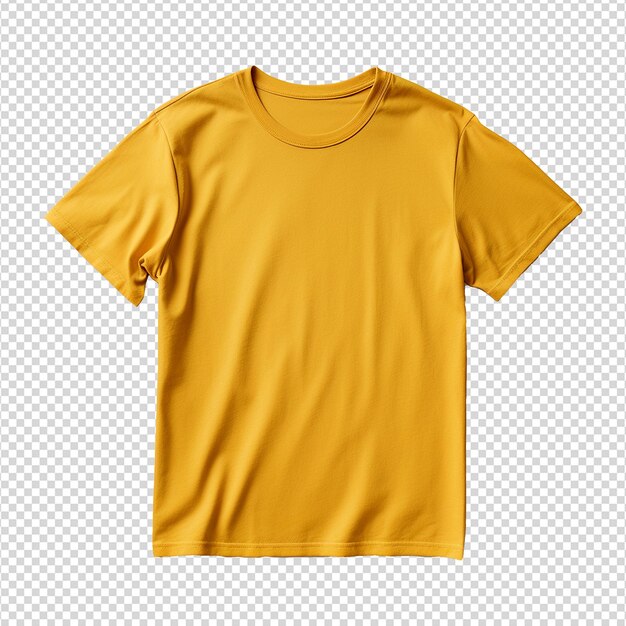 PSD gelbes t-shirt auf durchsichtigem hintergrund