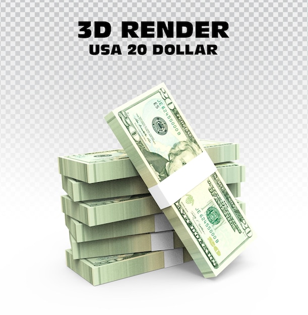 Geld 20 dollar 3d-rendering