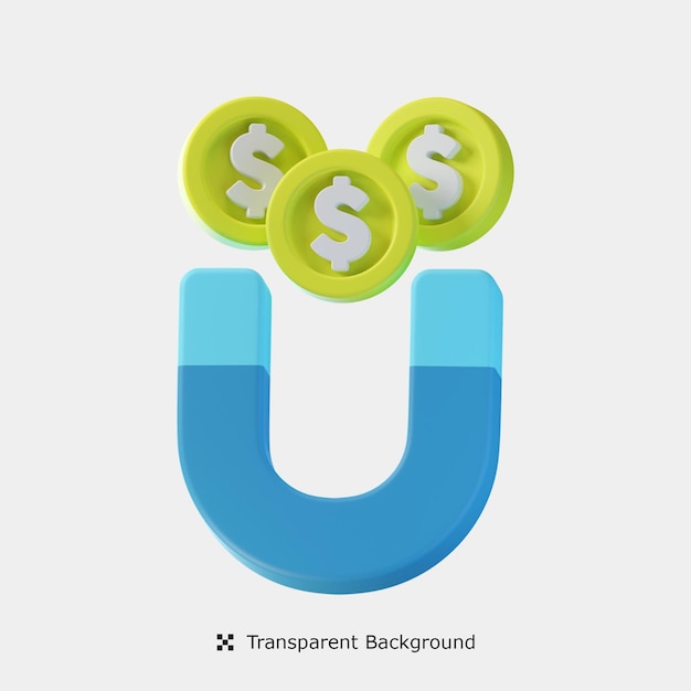 Geld-attraktion 3d-symbol illustration