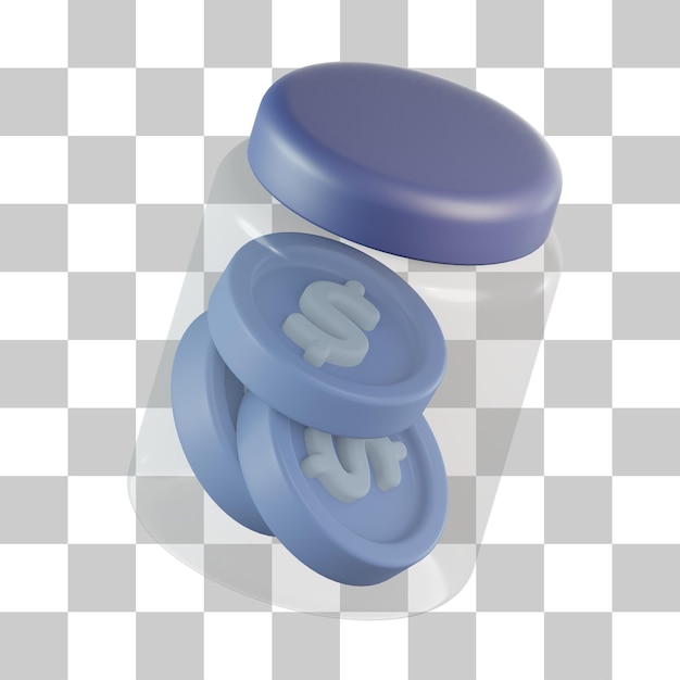 Geld im glas 3d-symbol