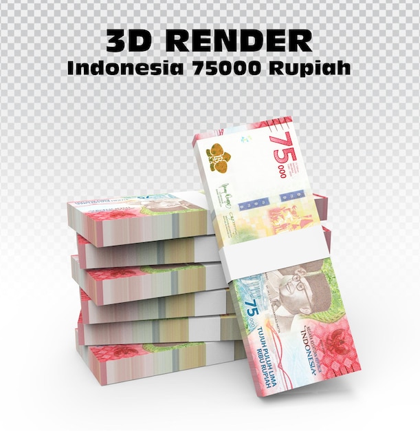 PSD geld indonesien 75000 rupiah 3d-rendering