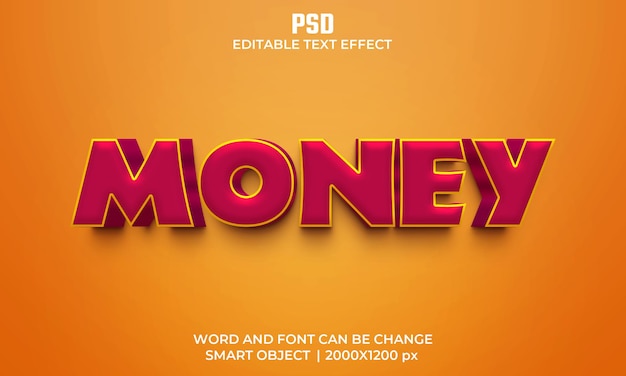Geld rote Farbe 3d bearbeitbarer Texteffekt Premium Psd mit Hintergrund