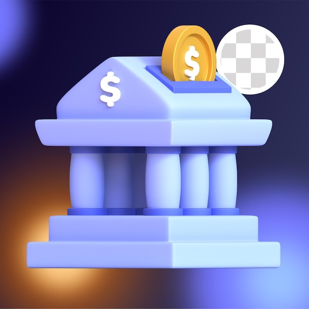 Geld sparen bei der Bank 3D-Symbol