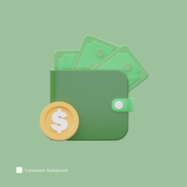 Geld Wallet Symbol 3D-Rendering-Illustration