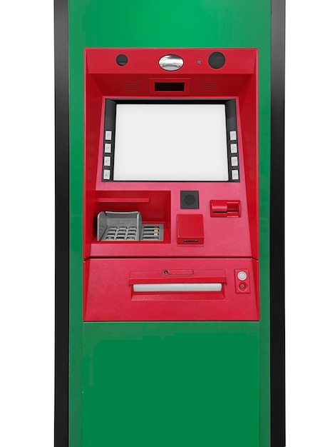 PSD geldautomaten mit leerem bildschirm und durchsichtigem hintergrund
