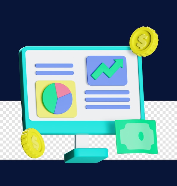 Geldstatistik 3D-Symbol Illustration