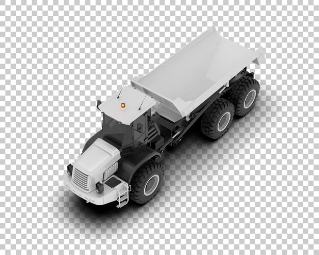 PSD gelenkter dump truck isoliert auf dem hintergrund 3d-rendering-illustration