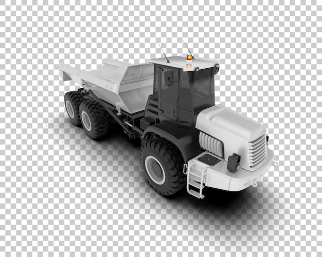 PSD gelenkter dump truck isoliert auf dem hintergrund 3d-rendering-illustration