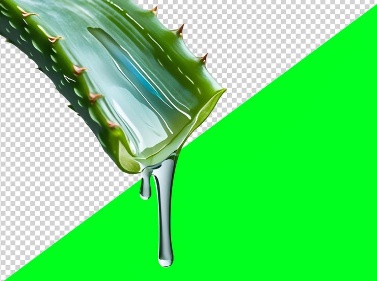 PSD gelo de aloe vera que cae por las gotas