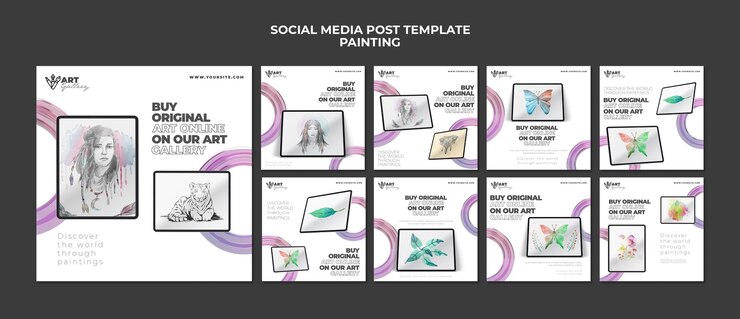 PSD gemälde galerie social media beiträge