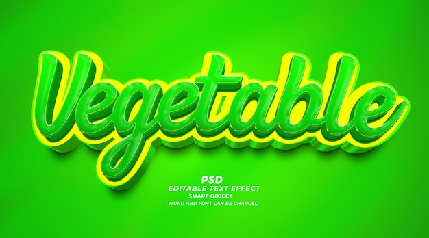 PSD gemüse 3d bearbeitbarer texteffekt im photoshop-stil