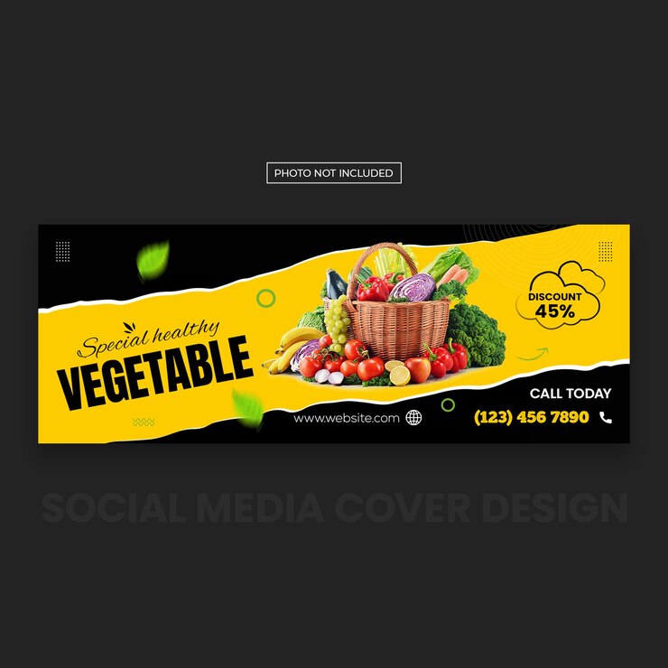 PSD gemüse-facebook-cover und social-media-banner-vorlagendesign