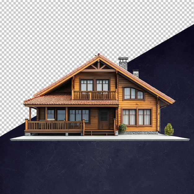 Gemütliches Holzhaus 3D-Rendering
