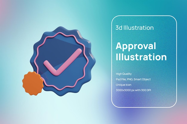Genehmigungsillustration mit 3D-Design-Stil
