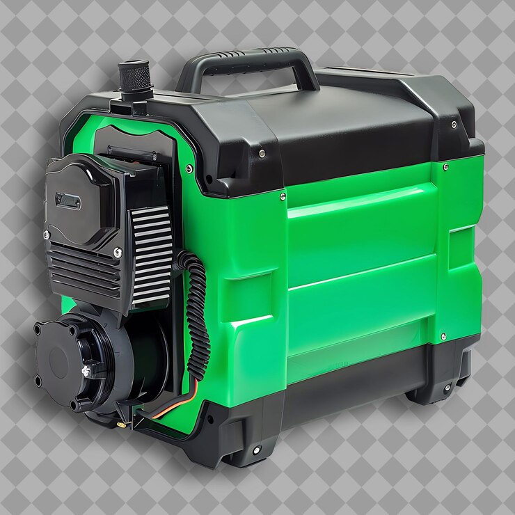 PSD generador con cuerpo de plástico verde y color negro una herramienta use herramienta png en fondo limpio