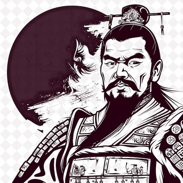 PSD general chinês png com uma forma de personagem de guerreiro medieval jian disciplinado e focado