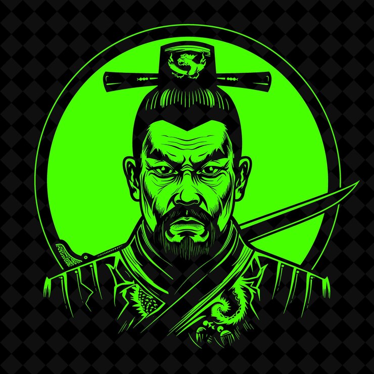PSD general chino png con una forma de carácter de guerrero medieval jian disciplinado y enfocado