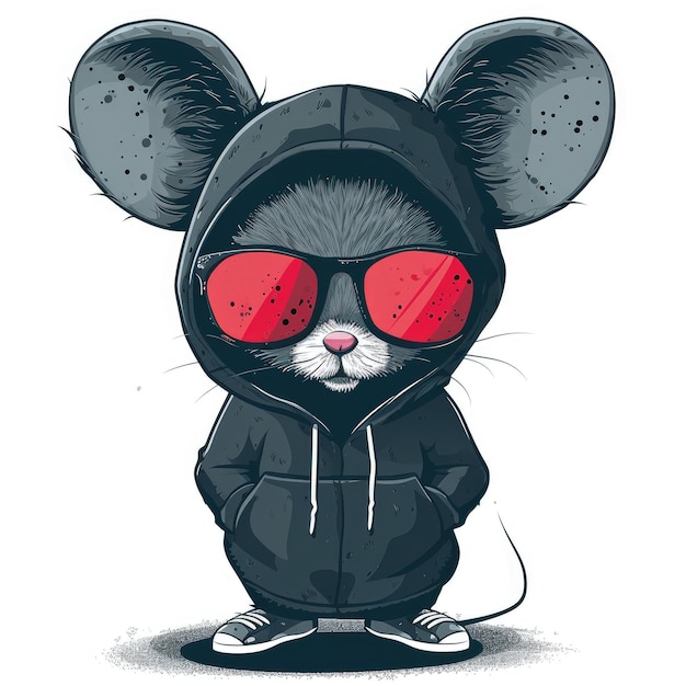 PSD genial personaje de ratón para el diseño de tu camiseta.