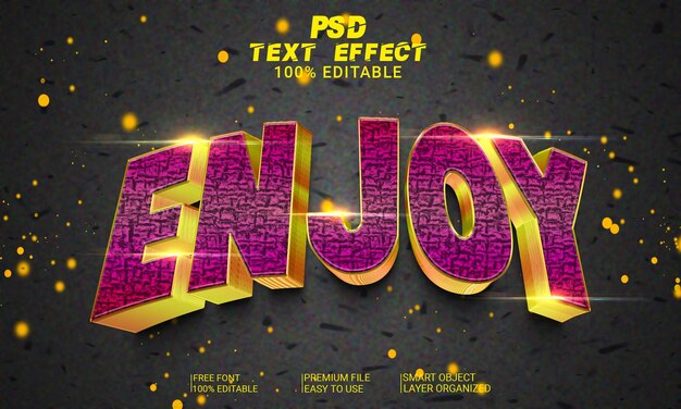 PSD genießen sie die 3d-texteffekt-psd-datei