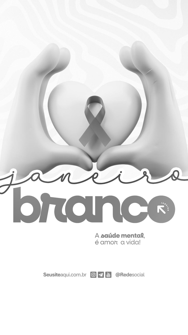 PSD gennaio bianco mese di consapevolezza sulla salute mentale ed emotiva janeiro branco social media editable psd