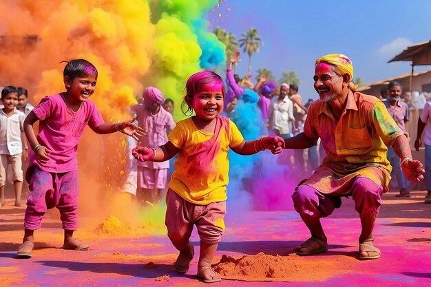 PSD les gens célèbrent holi, le festival des couleurs.