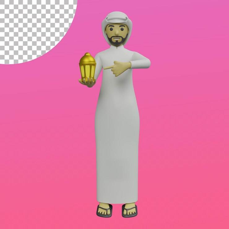 gente apuntando luces en ramadan modelado de personajes 3d