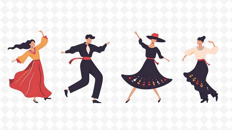 PSD la gente baila durante la semana santa el diseño es solemne y elegante ilustración plana carácter cultural
